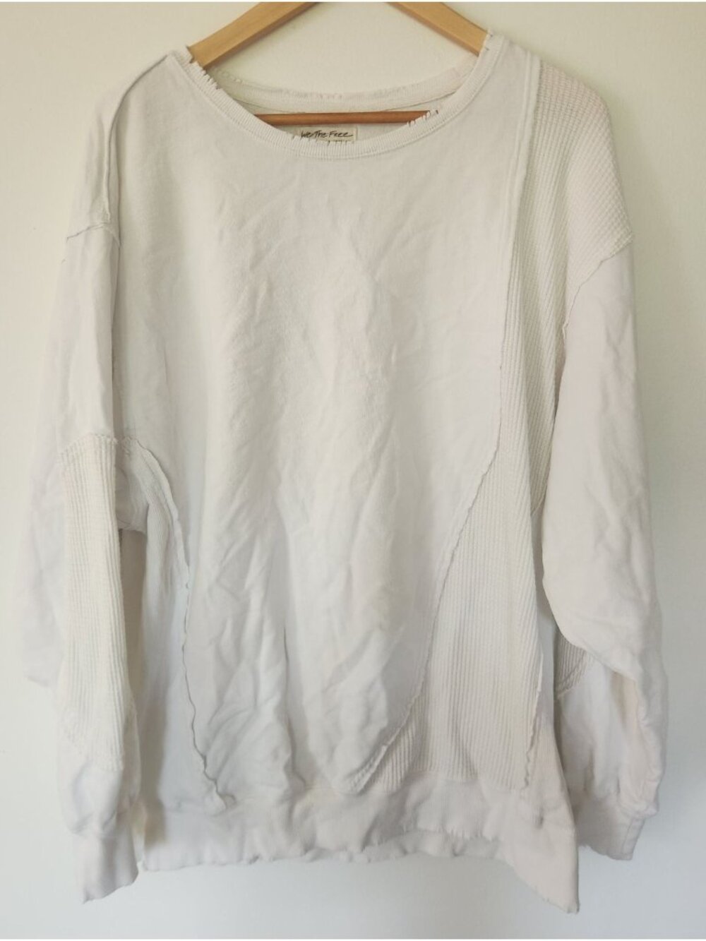 We The Free Women's Sz. M White Multi Material Long Sleeve Tunic